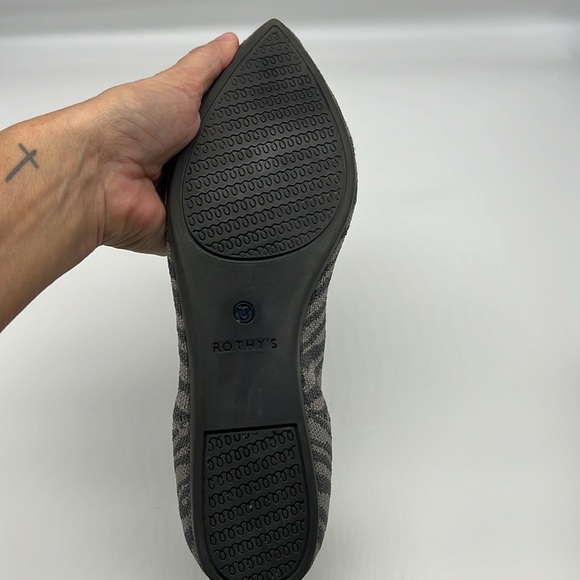 Rothy’s - The Point Gray Zebra Print Pointed Toe Ballet Flats Size 9.5 - Picture 8 of 16